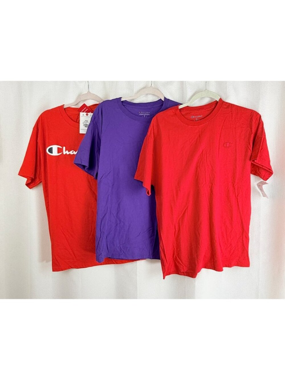 Champion Mens Classic Graphic Logo T Shirts Size M Red Orange Purple Bundle 3
